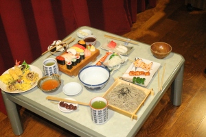 A traditional Japanese table setting inside the Japanese Cultural Center. (Photo: Nana Adwoa Antwi-Boasiako)