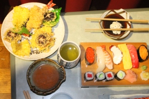 Fish and tea are part daily Japanese cuisine. A set up table inside the Japanese cultural center. (Photo: Nana Adwoa Antwi-Boasiako)